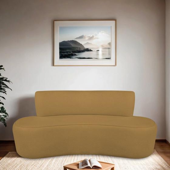 Imagem de Sofá Curvo Orgânico 200cm 3 Lugares Bouclé Antonela
