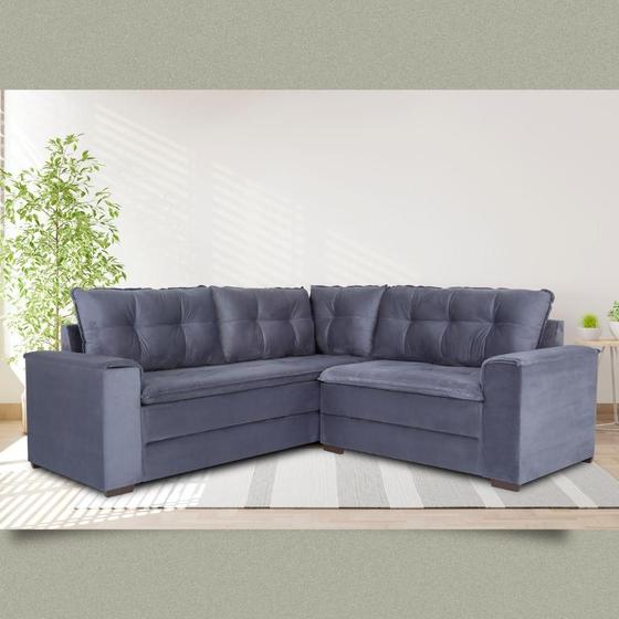 Sofá de Canto 3x2 Lugares Canadá Marquês Estofados Chumbo Sofá de