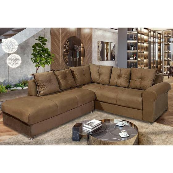 Sofá de Canto 3x2 Lugares Verona Bello Estofados Caramelo Sofá de