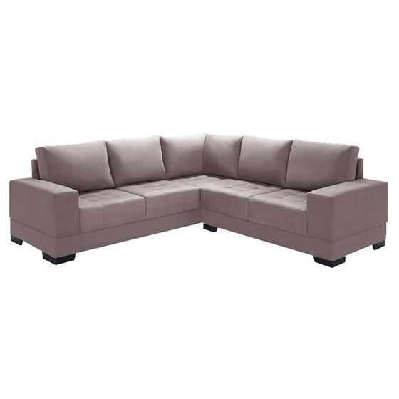 Sofá de Canto 4 Lugares Patrícia Suede Marrom Claro Menor preço em Sofá de Canto 4 Lugares Patrícia Suede Marrom Claro