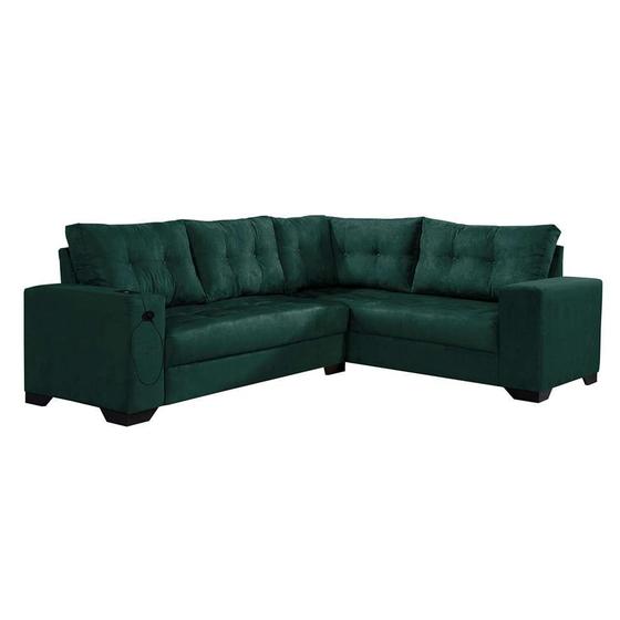 Imagem de Sofá de Canto 5 Lugares Dijon com Entrada USB Suede Verde