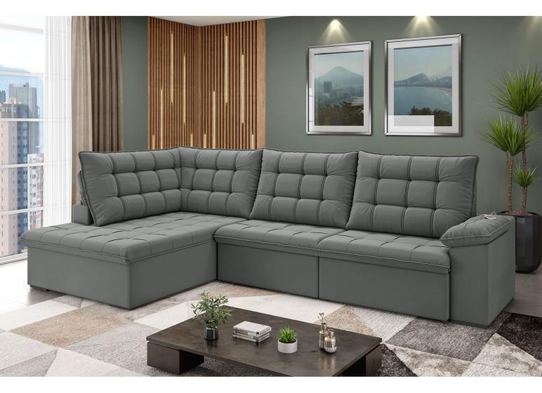 Sofá de Canto 6 Lugares Retrátil Reclinável Suede Veludo Dallas Flexforma Estofados Menor preço em Sofá de Canto 6 Lugares Retrátil Reclinável Suede Veludo Dallas Flexforma Estofados