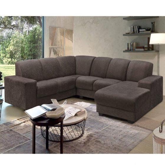 Imagem de Sofá de Canto com Chaise 5 Lugares Suede Amassado Leblon Hellen Estofados