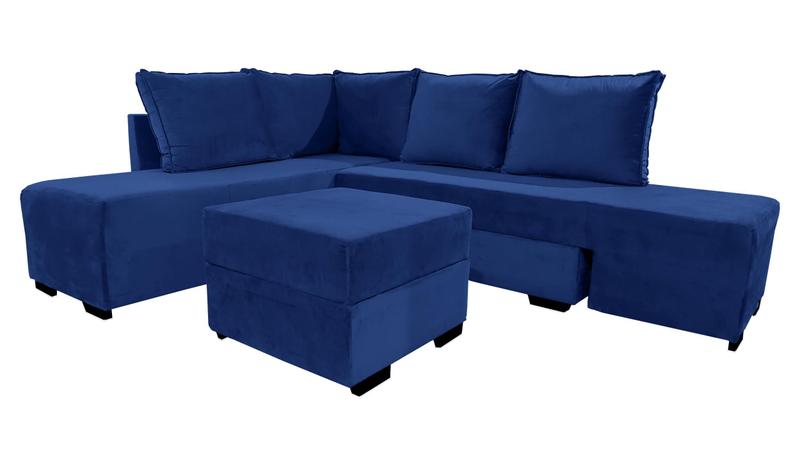 Imagem de Sofá De Canto Com Chaise 6 Lugares com 6 Posições Diferentes -Espuma D33 - Azul