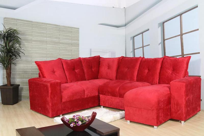 Sofá de canto com chaise Vermelho Menor preço em Sofá de canto com chaise Vermelho