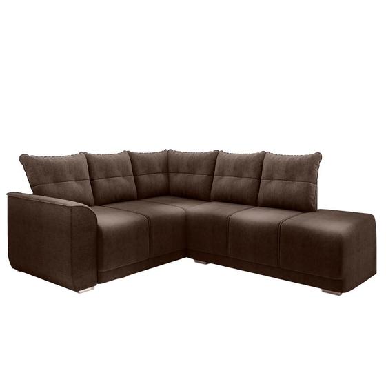 Sofá de Canto Marrocos Marrom Suede Liso Menor preço em Sofá de Canto Marrocos Marrom Suede Liso
