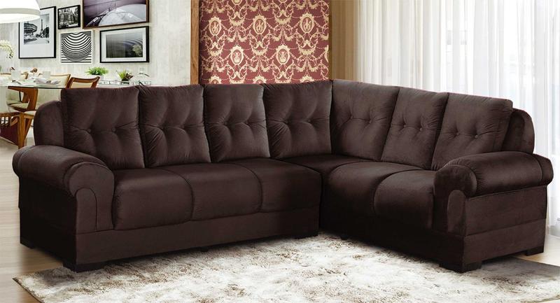 Sofá de Canto Marrom 2 e 3 Lugares Suede Pérola Vegetale Savana Menor preço em Sofá de Canto Marrom 2 e 3 Lugares Suede Pérola Vegetale Savana