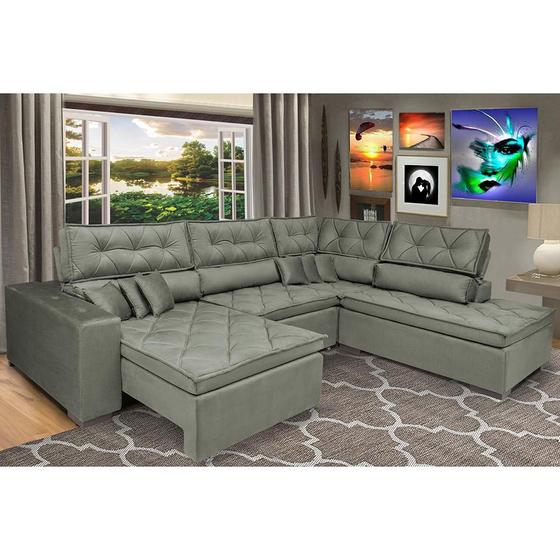 Sofá de Canto Retrátil e Reclinável com Molas Cama inBox Platinum 3,00x2,36 Tecido Suede Cinza é boa?