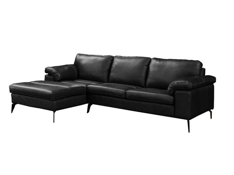 Sofá de Couro Asti 3 lugares com Chaise Esquerda - Preto Menor preço em Sofá de Couro Asti 3 lugares com Chaise Esquerda - Preto