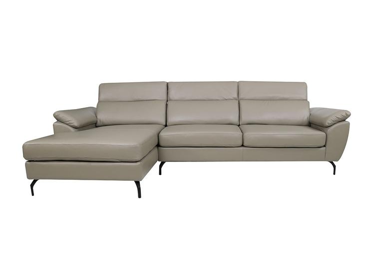 Imagem de Sofá de Couro Hannover 3 lugares com Chaise Baú Esquerda - Avelã