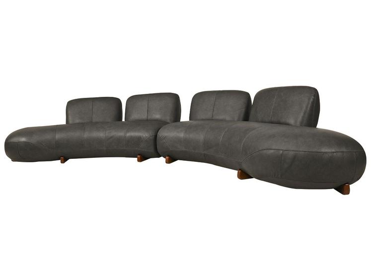 Imagem de Sofá de Couro Onix Big Chaise 4,20 m Soft Charcoal - Mempra