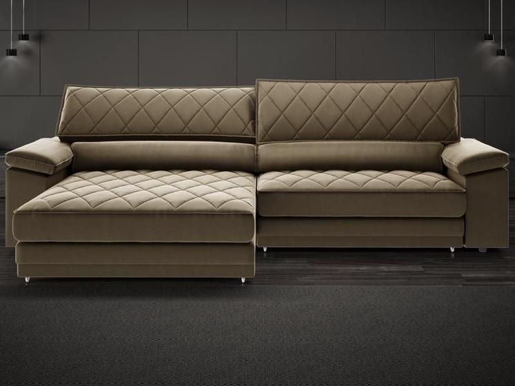 Imagem de Sofá de Duplo Molejo com Carregador USB, Retrátil e Reclinável Valencia 2,10m Veludocristal Castor- NETSOFAS