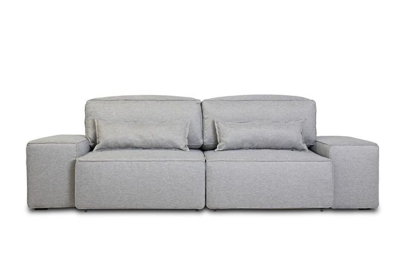 Sofá de Fábrica Novara 2,50m Linho Ravena Cinza Sofa de Fabrica
