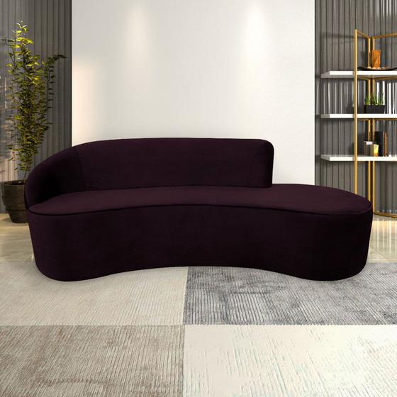 Sofá Decorativo 3 Lugares 210cm Abby Encosto Esquerdo Curvo Veludo Uva G15 - Gran Belo Imagem de Sofá Decorativo 3 Lugares 210cm Abby Encosto Esquerdo Curvo Veludo Uva G15 - Gran Belo
