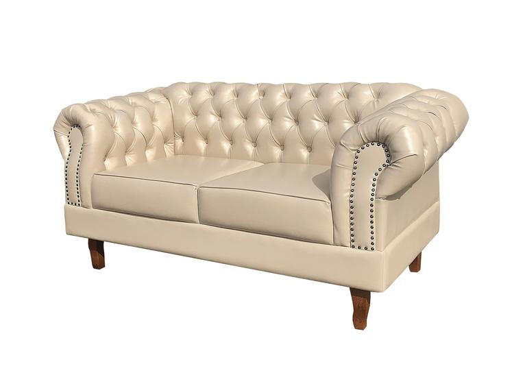 Sofá Dom Pedro 2 Lugares Chesterfield Capitonê Imperial Bege BELLA