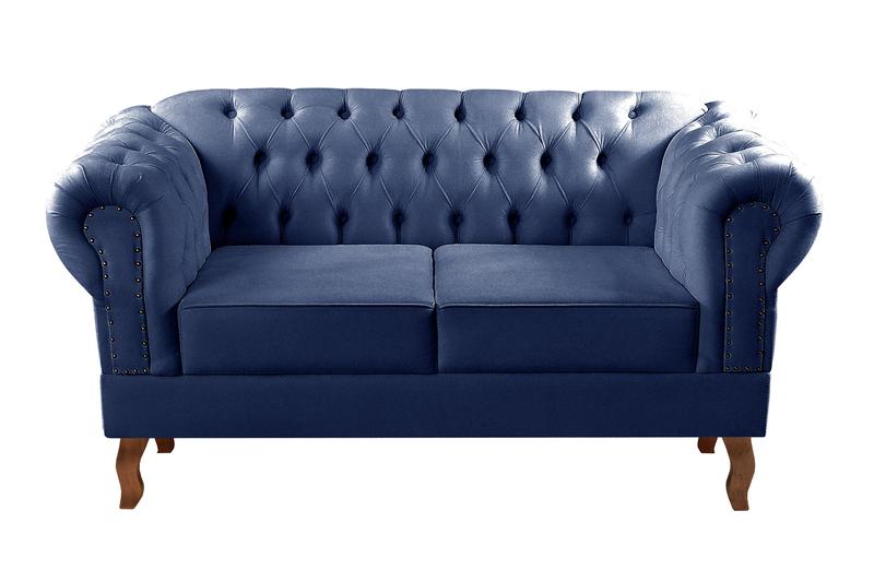 Sofá Dom Pedro 2 Lugares Chesterfield Imperial Vintage Tecido Suede