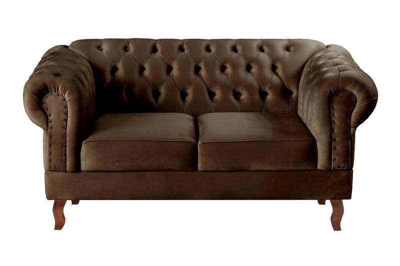 Sofá Dom Pedro 2 Lugares Chesterfield Imperial Vintage Tecido Veludo