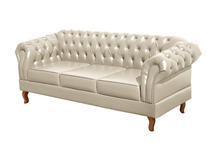 Sofá Dom Pedro 3 Lugares Chesterfield Clássico Retrô - Bege Menor preço em Sofá Dom Pedro 3 Lugares Chesterfield Clássico Retrô - Bege