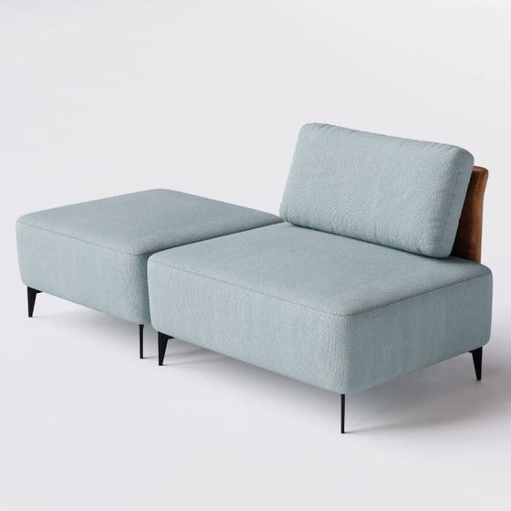 Imagem de Sofá  Dream com Puff 2,00m em Boucle Alaska Verde Água e material sintético Durango Terracota - Home Mobily