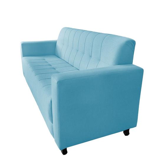 Imagem de Sofa Elegance 3 Lugares Suede Azul Turquesa - Lares Decor