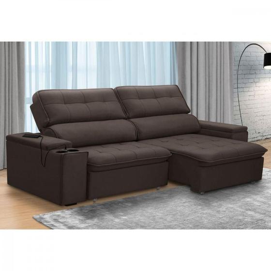 Imagem de Sofá Ferguile Genebra 3 Lugares Com Porta Copo E Usb Cafe