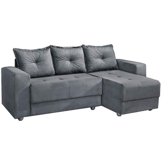 Imagem de Sofá Florença 3 Lugares com Chaise Tecido Suede 200cm Cor Cinza