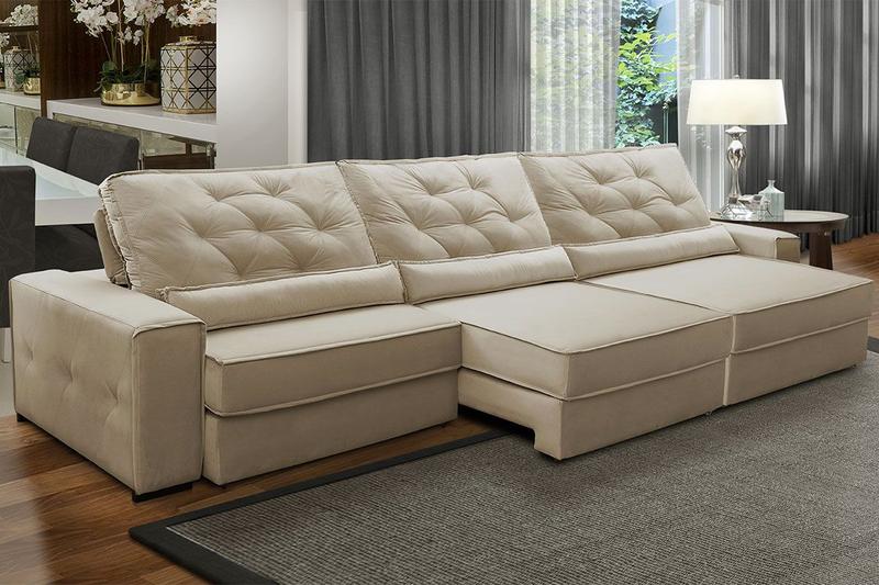 Sofá Grande Retrátil 350 Cm Mola Ensacada Bonnel Reclinável Opala