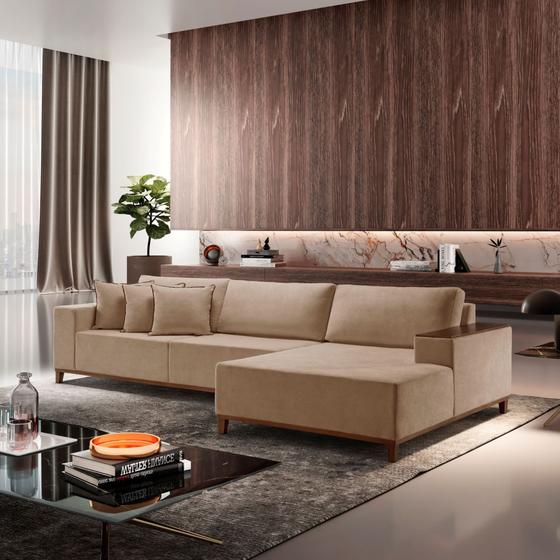 Imagem de Sofá Grécia 4 lugares com Chaise Linho 2,70M