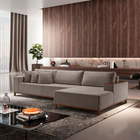 Imagem de Sofá Grécia 4 lugares com Chaise Linho 2,90M