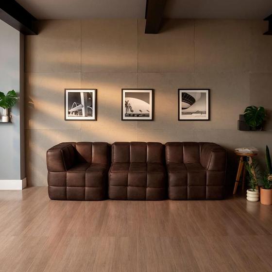 Imagem de Sofá Guldi Popup com 2 Módulos Canto e Central material sintético Café