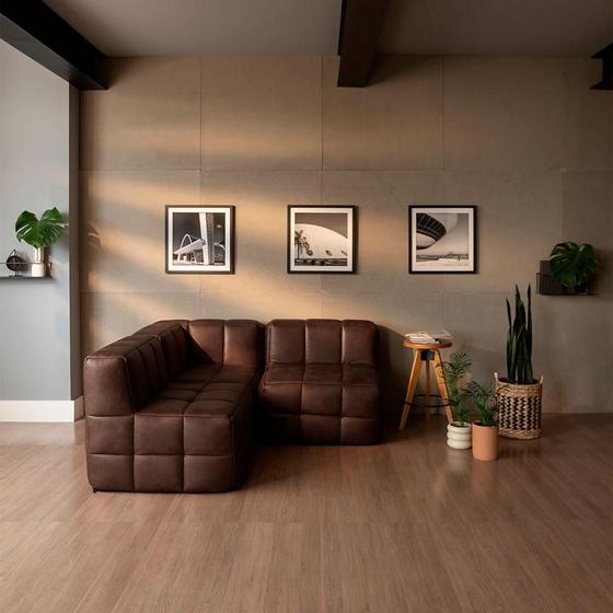 Imagem de Sofá Guldi Popup com 2 Módulos Centrais e Canto material sintético Café
