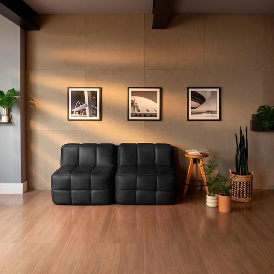 Imagem de Sofá Guldi Popup com 2 Módulos Centrais material sintético Preto