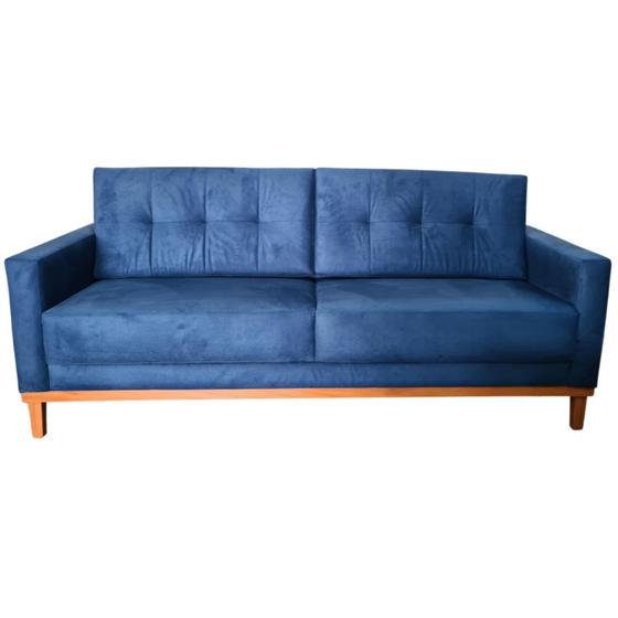 Imagem de Sofá Hugo 1,80mt Pé Base De Madeira Tec  Suede cor Azul Marinho