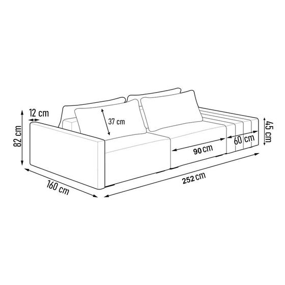 Imagem de Sofá Ilha 2 Lugares Living 252cm Modulado para Sala Lary Bouclê K01 - D'Rossi