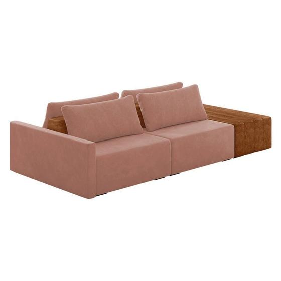 Imagem de Sofá Ilha 2 Lugares Living 292cm Modulado Lary Veludo Rosê K01 - D'rossi