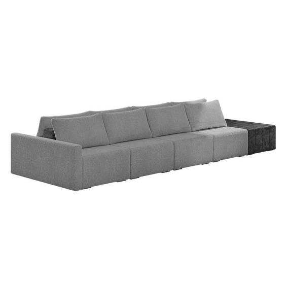 Imagem de Sofá Ilha 4 Lugares Living 432cm Modulado Lary Bouclê Cinza Pu Pto K01 - D'rossi