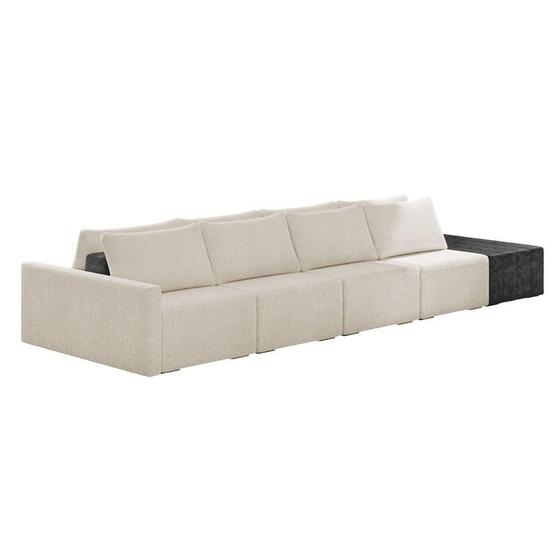 Imagem de Sofá Ilha 4 Lugares Living 472cm Modulado Lary Bouclê Bege Pu Pto K01 - D'rossi
