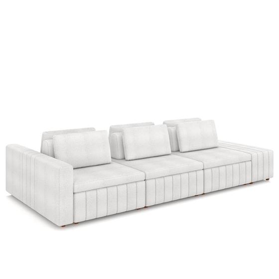 Imagem de Sofá Ilha Living com Puff 395cm Siesta M22 Bouclê Branco - Mpozenato