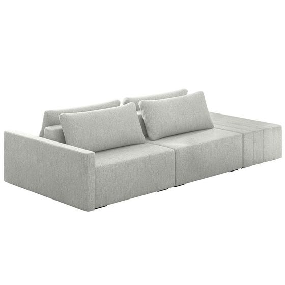 Imagem de Sofá Ilha Modular com Puff para Sala Living 252cm Georgia K04 Linho Cinza - Mpozenato