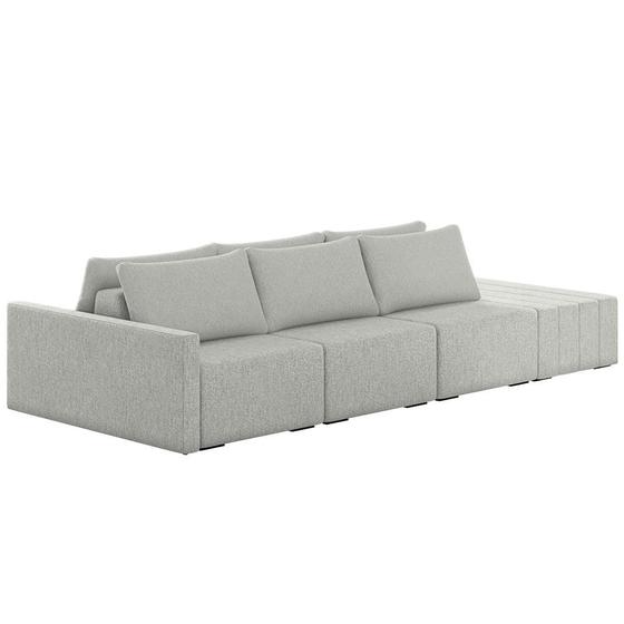 Imagem de Sofá Ilha Modular com Puff para Sala Living 342cm Georgia K04 Linho Cinza - Mpozenato