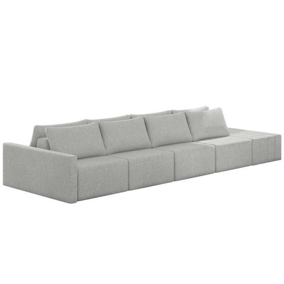 Imagem de Sofá Ilha Modular com Puff para Sala Living 392cm Georgia K04 Linho Cinza - Mpozenato