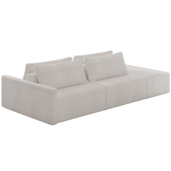 Imagem de Sofá Ilha Modular Para Sala 232cm com Puff Dublin K01 Bouclê Creme - Lyam Decor