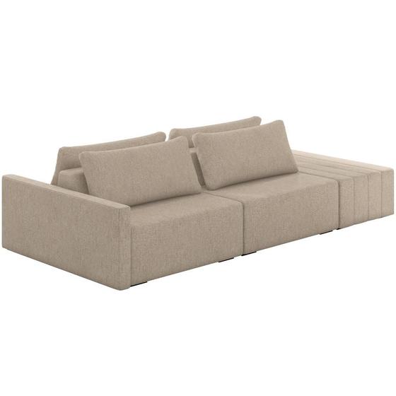 Imagem de Sofá Ilha Modular para Sala 232cm com Puff Dublin K01 Linho Bege - Lyam Decor