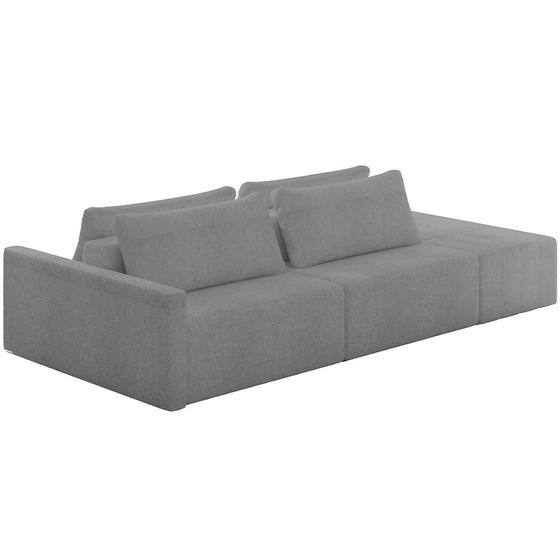 Imagem de Sofá Ilha Modular Para Sala 252cm com Puff Dublin K01 Bouclê Cinza - Lyam Decor