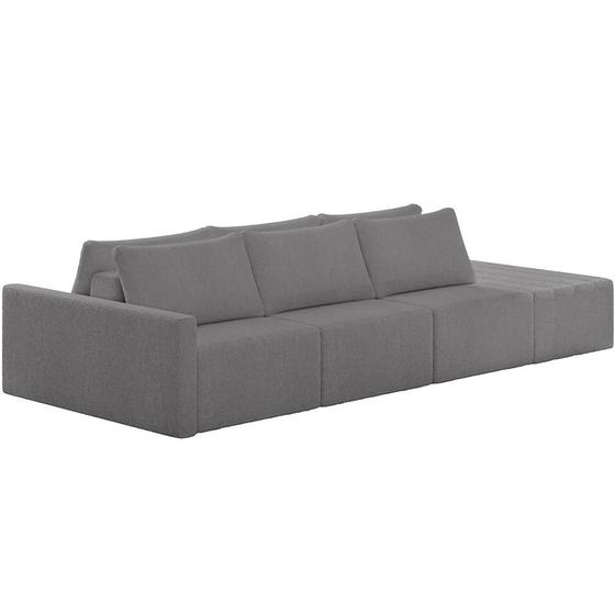 Imagem de Sofá Ilha Modular Para Sala 312cm com Puff Dublin K01 Bouclê Cinza - Lyam Decor