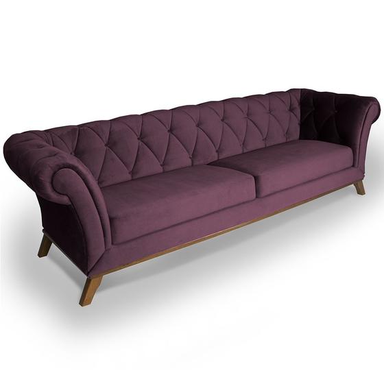 Imagem de Sofá Império 03 Lugares 210cm Veludo Roxo - Nexta Casa