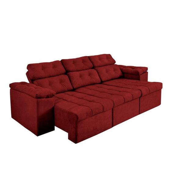 Imagem de Sofá Italia 225 cm Retrátil e Reclinável Suede Vermelho - Sofá na Web