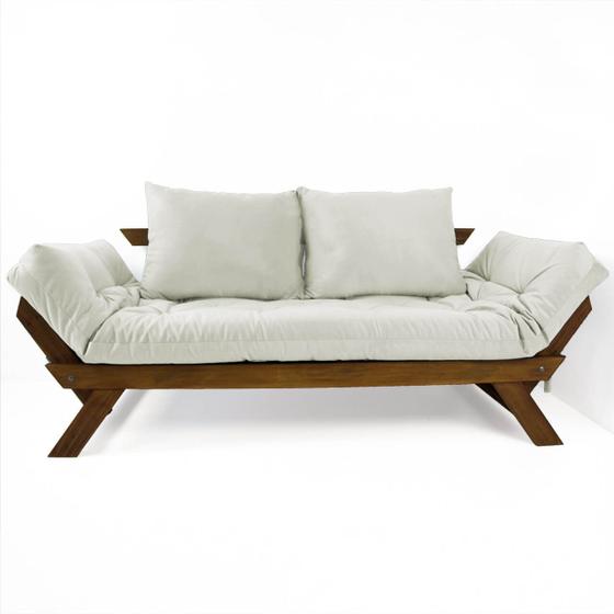 Imagem de Sofá Japão Futon Acquablock Branco Off Madeira Imbuia