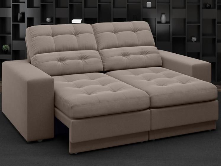 Imagem de Sofá Jobim 1,70m Assento Retrátil e Reclinável Velosuede Marrom - NETSOFAS