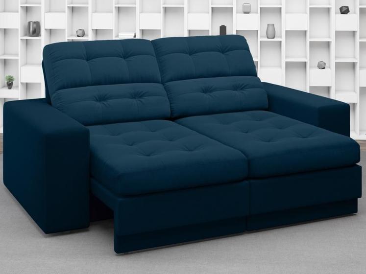Imagem de Sofá Jobim 1,70m Assento Retrátil e Reclinável Velosuede Petróleo - NETSOFAS